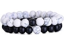 BEAUTIVIA® Couple Bracelet Stone Beads Multi Layer Tiple Protection Best Friend Relationship Couple Matching Bracelet Black A