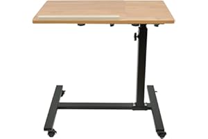 OHMG Table de Lit a Roulette Médical,2 Plateaux Table Hôpital,Tablette Médicale Réglable, d'Appoint en Forme de C,Table pour Manger Canapé, Handicapés