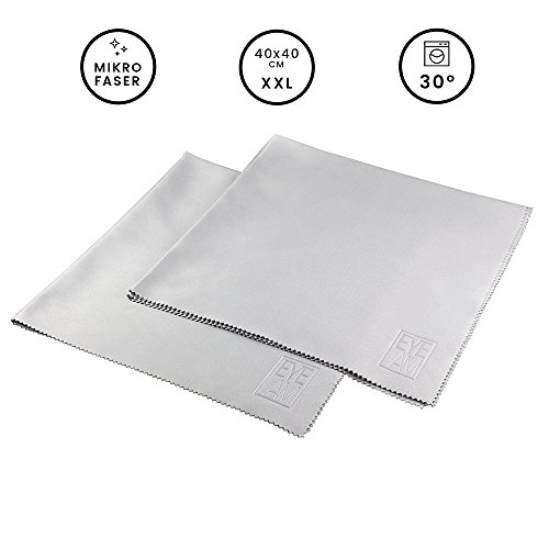 Brillenputztuch aus Mikrofaser in Premium Qualität / Mikrofasertuch für Brillen / Staubtuch Extragroß 40×40 cm / Reinigung von Bildschirm, Kamera, Touchscreen, Glas / Reinigungstuch ist waschbar - 2