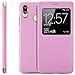 Produktbild zanasta Tasche kompatibel mit Huawei P20 Lite Case Schutzhülle Flip View Cover mit Fenster und Kameraschutz Rosa