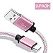 Price comparison product image Fundro USB C Cable, [2-Pack 3FT] USB Type C Charging Cable Nylon Braided Cord Charger with two Straps for Samsung Galaxy S9 / S9 Plus / S8 / S8 Plus, Huawei P20 / P20 Pro /P20 Lite / P10 / P9 / Mate 20 / Mate 20 Pro / Mate 20 X / Mate 10 and More (Pink)