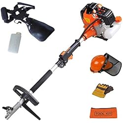 Todeco - Outil de Jardinage Multifonction, Outils à Essence - Cylindrée: 52 cm³ - Fonctions: Coupe-herbe - Orange, 5 en 1
