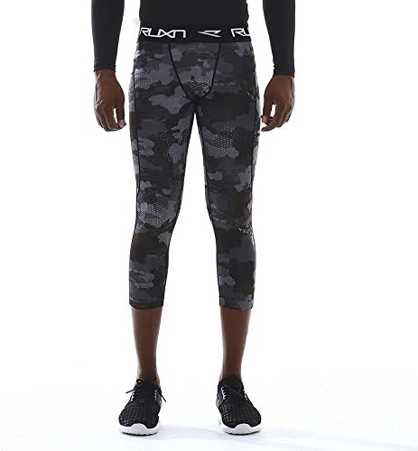 RUXN C8016 Cool 3/4 Compression Leggings Active Sports X-Large Grey(Camo)