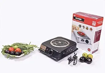 Bright Berg Reboo 1250 Watt Induction and Radiant Cooktop|G-coil|Hot Plate With 3 Adjustable Level Indicator With Utensils stand for perfect grip on utnesils (Black, 1 Year Warranty)
