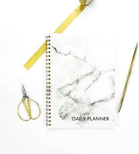 Grey Marble Daily Planner, Spiral Notebook A5, Marble Notebook, Undated Planner, 50 Sheets