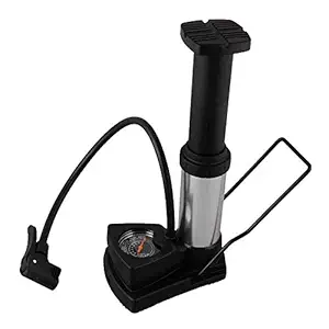 Finiviva Portable Mini Foot Pump - Multipurpose Bike Air Pump - Bicycle Tire Travelling Pump for Road - Tyre Inflators - Foot Activated with Pressure Gauge - Black