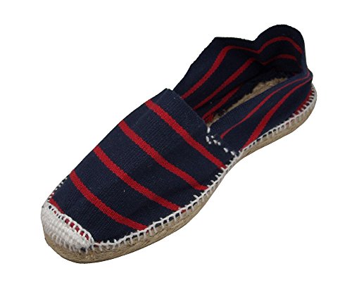 Alpargatus - Espadrille Plat Rayures, Femme - - Bleu Marine/Rouge, 38 EU