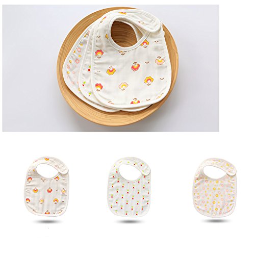 Lucear Set da 3 Bavaglini di 100% Cotone per I Neonati, Confortevole Soffice Multicolore