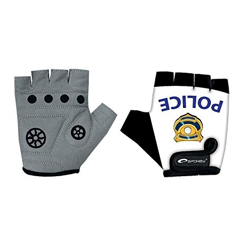 Spokey Kinder Fahrrad Handschuhe halbe Finger, gepolstert, tolle Designs, Spokey Kids Fahrradh. Gr.:XS / 16cm;Spokey Kids Fahrradh. Design:Polizei