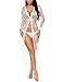 Produktbild BESDEL Frauen Sexy Dessous Robe Durchsichtig Nachtwäsche Langes Spitzenkleid Kimono Cardigan Weiß S