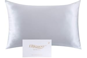 Ethlomoer Kissenbezug aus 100% natürlicher Reiner Seide für Haar und Haut, beidseitig 19 Momme, 600 Fadenzahl, Design mit verstecktem Reißverschluss, 1 Stück 40x80cm Hellgrau