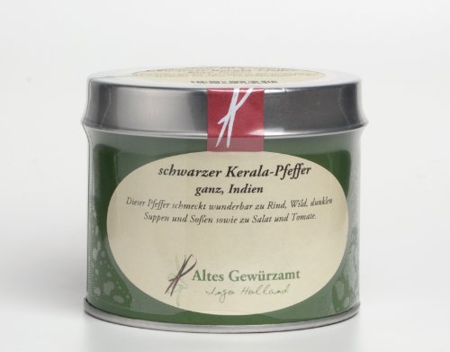 Preisvergleich Produktbild Altes Gewürzamt Schwarzer Urwaldpfeffer / Periyar-Kerala-Indien, ganz, 100g.