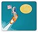 Produktbild SHAQ Alien Mouse Pad Mauspad, Cartoon of American Flag Held by Astronaut Riding a Rocket to The Moon, Standard Size Rectangle Non-Slip Rubber Mousepad, Sea Blue and Multicolor