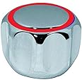 TLDSHOP® - Manopola Cromata per Rubinetti - kit maniglia di ricambio con placca - inserto 20-24 - pz 1 - colore placca: ROSSA