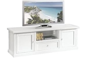Mar.c.a. Design - Mobile Porta TV Soggiorno in Legno di Pioppo, Misure 160x45x57 CM, Qualità Made in Italy (2 Ante + 1 Cassetto + 1 Vano Centrale, Bianco Opaco)