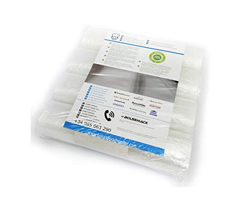 Rotoli per sottovuoto goffrati 30cm x 6 metri (4 unità) per uso alimentare, possono essere utilizzati con qualsiasi tipo di dispositivo di imballaggio sottovuoto a uso domestico