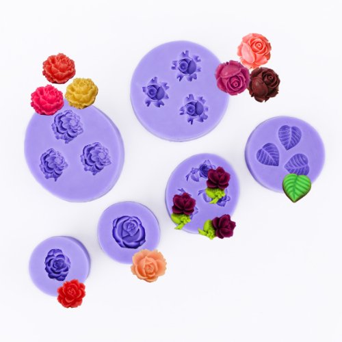 Versand aus Deutschland! 6er Rose Blatt gefragtes Set MOTIVE SILIKON AUSSTECHER Ausstechform für Marzipan Fondant Tortendeko Seife Form Hochzeit