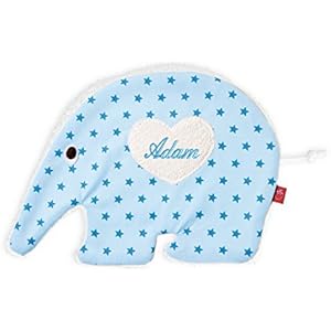 Wärmekissen Baby: Ameisenbär Adam mit Sternen in blau (Kirschkernkissen) mit Namen - für Kinder (personalisierte Geschenke)