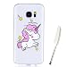 Produktbild Galaxy S7 Edge Silikonhülle, Samsung Galaxy S7 Edge Hülle mit Netter Pastell Rosa Baby Einhorn Sterne Muster, Edaroo Cartoon Katze Blumen Tier Bunt Farbig Entwurf Ultraslim Dünn Transparent Durchsichtig Klar Soft Weich TPU Gel Silikon Handyhülle Bückseite Schutzhülle Schutz Case Cover für Samsung Galaxy S7 Edge