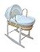 Cuddles Collection Dimple Moses Basket on Rocking Stand (Blue/White)