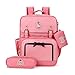 Produktbild XWWS 3 Sätze Schultaschen - Bowknot Kinder Rucksack, Sicherheit Reflektierende Büchertasche Mit Federmäppchen Und Kleine Brieftasche, Mädchen,Watermelonred