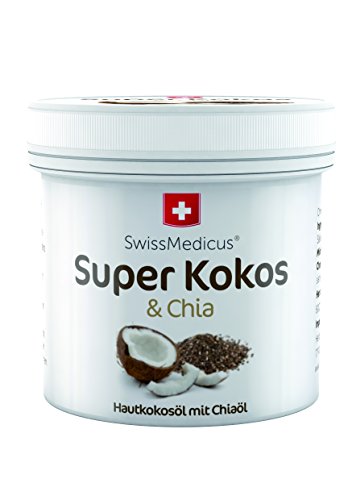 SwissMedicus Super Kokos & Chia, olio di cocco e chia, cura idratante tradizionale delle Filippine per viso, corpo, capelli, pelle, labbra. Profumo naturale alla noce di cocco, 150 ml