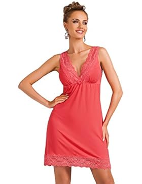 DONNA edles Viskose-Negligee Nachthemd Sleepshirt mit subtilen Spitzenverzierungen in toller Geschenkbox
