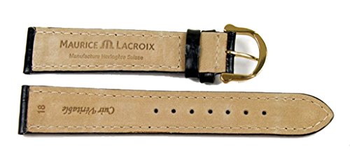 Maurice Lacroix XL Replacement Band Watch Band Leather Kalf Croco Print black leather 20836G, width:14mm