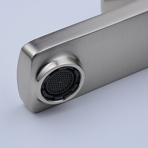 Beelee Gebürsteter Nickel Badarmatur für freistehende Waschschüsseln aus Messing, glatter Körper, extra hoher Auslauf - 7