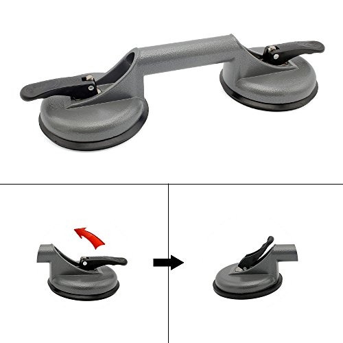 YAOBLUESEA 2 Stück Saugheber aus Aluminium Saugnäpfen Saugnapfhalter Gummisauger Glasheber 100kg Vakuumsauger Doppelsaugheber 118 mm - 3