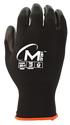 Preisvergleich Produktbild Apollo Performance Arbeitshandschuhe, Wunder Grip Multitask Handschuh mit neverslip Technologie Palm, 15 Gauge Nylon-Knit, Touch-Fähigkeiten mit Lightning Touch Technologie, 1 Paar, schwarz, Medium, Schwarz , 1