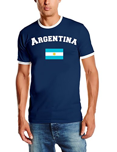 Coole-Fun-T-Shirts Argentinien T-Shirt Ringer navy, Gr.M