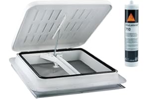 XENPER® Claraboya 40x40 con Mosquitera y Manivela + Sika 710 – Ventana de Techo TF40 para Caravana y Autocaravana – Recambio Universal Años 90–2000 – Fácil Instalación