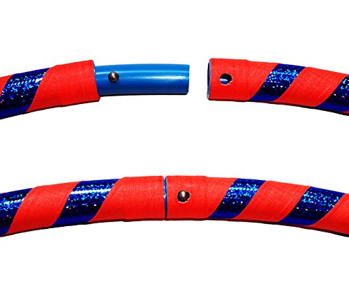 PRO Hula Hoops (Ultra-Grip / Glitter Deco) Gewichtetes TRAVEL Hula Hoop (100cm / 39 ‚) Hula Hoops Für Übung, Tanz & Fitness! (640g) KEINE Anleitung gebraucht – gleicher Tag Versand! (Orange / Blau Glitter) - 2