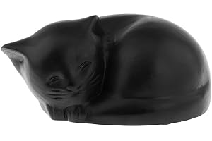 Milageto Sleeping Cat Pet Urn Memorial Keepsake Box, Memories Sculpture Organizer Commemorate Funeral Urn for Table Outdoor