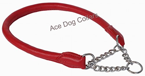 soft leather half check dog collars
