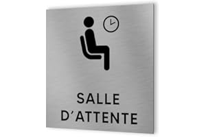 DECOHO - Pictogramme format 20 cm x 20 cm en Dibond Aluminium brossé - Modèle Salle d'attente