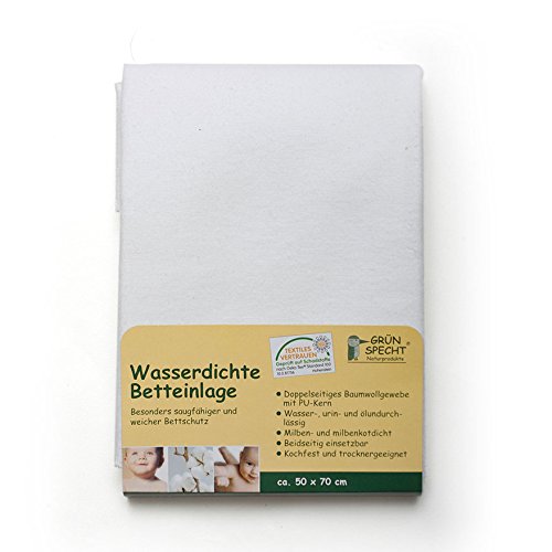 Grünspecht 163 Waterproof Bed Pad, 50 x 70 cm White
