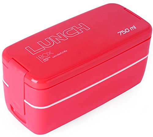 Lunch Box/Bento Box,MACDIAZ Mikrowellen Lunchboxen für Kinder geeignet 2 Ebenen für Essen Behälter werden aufeinander gesteckt - 7