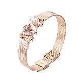 Heideman Armband Damen Mesh aus Edelstahl Silber oder Rosegold farbend poliert Armkette mit Charms Charmband für Frauen mit Swarovski Perle Weiss als Bracelet Weiß hb2811-8-11