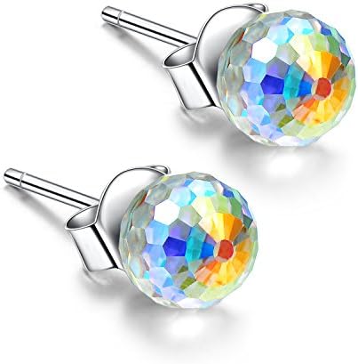 925 Sterling Silver 8mm Ball Earrings Hypoallergenic Earring Jewelry, Made with Swarovski Crystal
