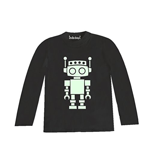 Inda-Bayi Baby-Toddler-Kids Cotton Long Sleeve T Shirt - glow in the dark robot