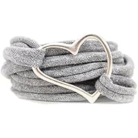 Armband Wickelarmband aus Stoff weich hellgrau oder in Wunschfarbe mit Herz silber individuelle Geschenke mit Liebe Geschenke zum Muttertag