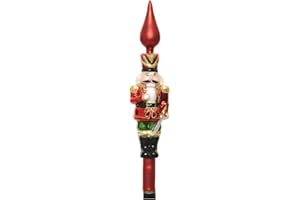 Kaemingk Christbaumspitze Glas 29cm Nussknacker Figur Weihnachtsbaumspitze Husar Tannenbaumspitze rot