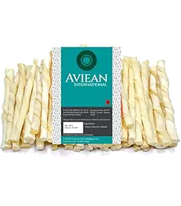 Aviean International White Stick |Rawhide Twisted Stick | Rawhide Dog Treat |Fresh (1000 gm) | Chew Stick for Dog Calcium Sticks