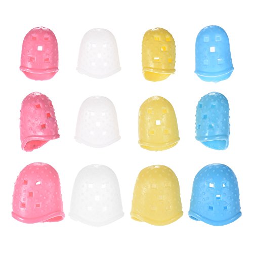 ammoon 12pcs Guitar Fingertip Protectors Silicone Finger Guards for Ukulele Electric/Acoustic Guitar Bass 4 Colors(3 Size Large/Medium/Small for Each Color)