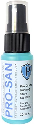 PRO-SAN Sports Shoe Freshener Deodoriser 30ml. Professional Grade Fast Dry Deodorizing Antibacterial Anti-Fungal Spray Treatment. Sports Running Shoes Walking Football Boots Kill Prevent Bad Sweat Smell Building Up. (One Bottle)