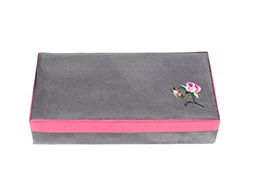 Aufbewahrung/Kiste für Ohrringe, Rosen-Design, Rosa und Grau, 21 Fächer