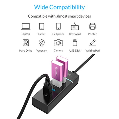 ORICO USB Hub Portable, Ultra Mini, 4 Ports USB 3.0 Highspeed Datenhub für Notebook Ultrabook Tablet MacBook iMac Windows MacOS Linux - 3