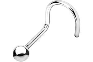 WARRIOR Perforación de nariz Perno de nariz Perno de nariz curvo con bola estéril de acero quirúrgico 316L 18G (1,0 mm) / 22G (0,8 mm) Longitud 6,5 mm PBS-001